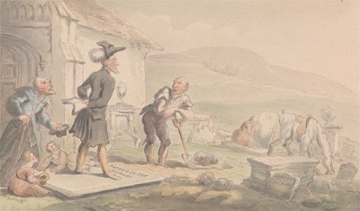 Dr Syntax Meditere på gravstenene af Thomas Rowlandson
